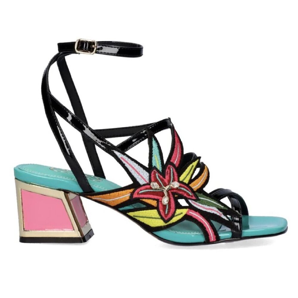 EXE Women's Luisa 400 Low Heel Strappy Sandal Multicolor Floral Design 39 US 7.5